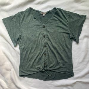 Weatherproof Vintage Olive Green Button Top